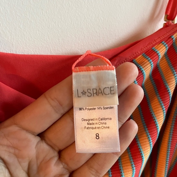L*Space Belted Striped Orange and White Swimsuit - Picture 6 of 11